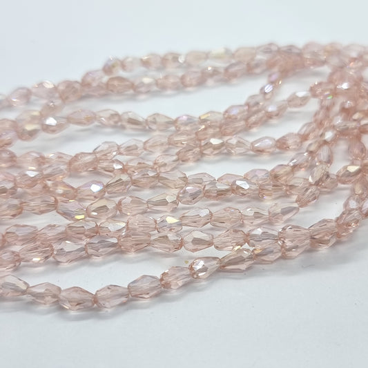 Tiny Pink Crystal Glass Drop Beads Approx 65pc