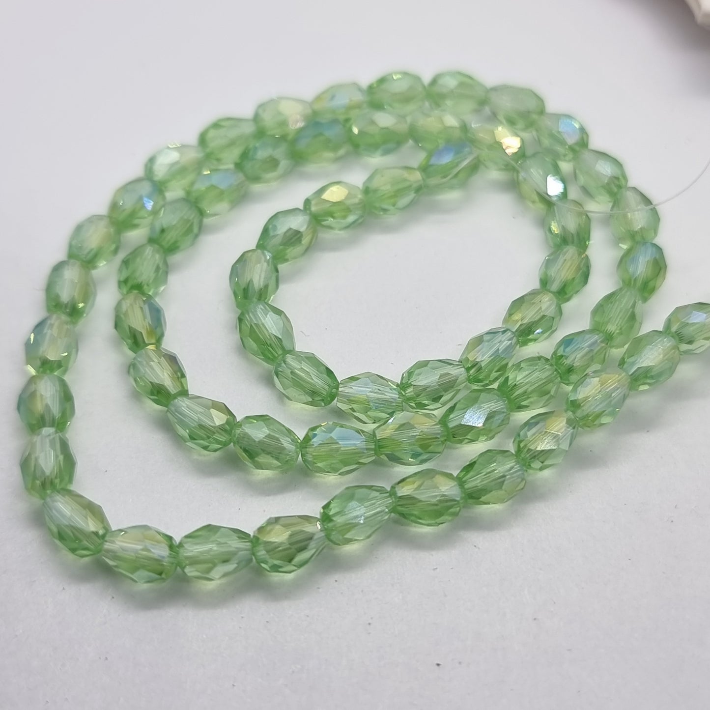 Light Green Crystal Glass Drop Beads Approx 65pc