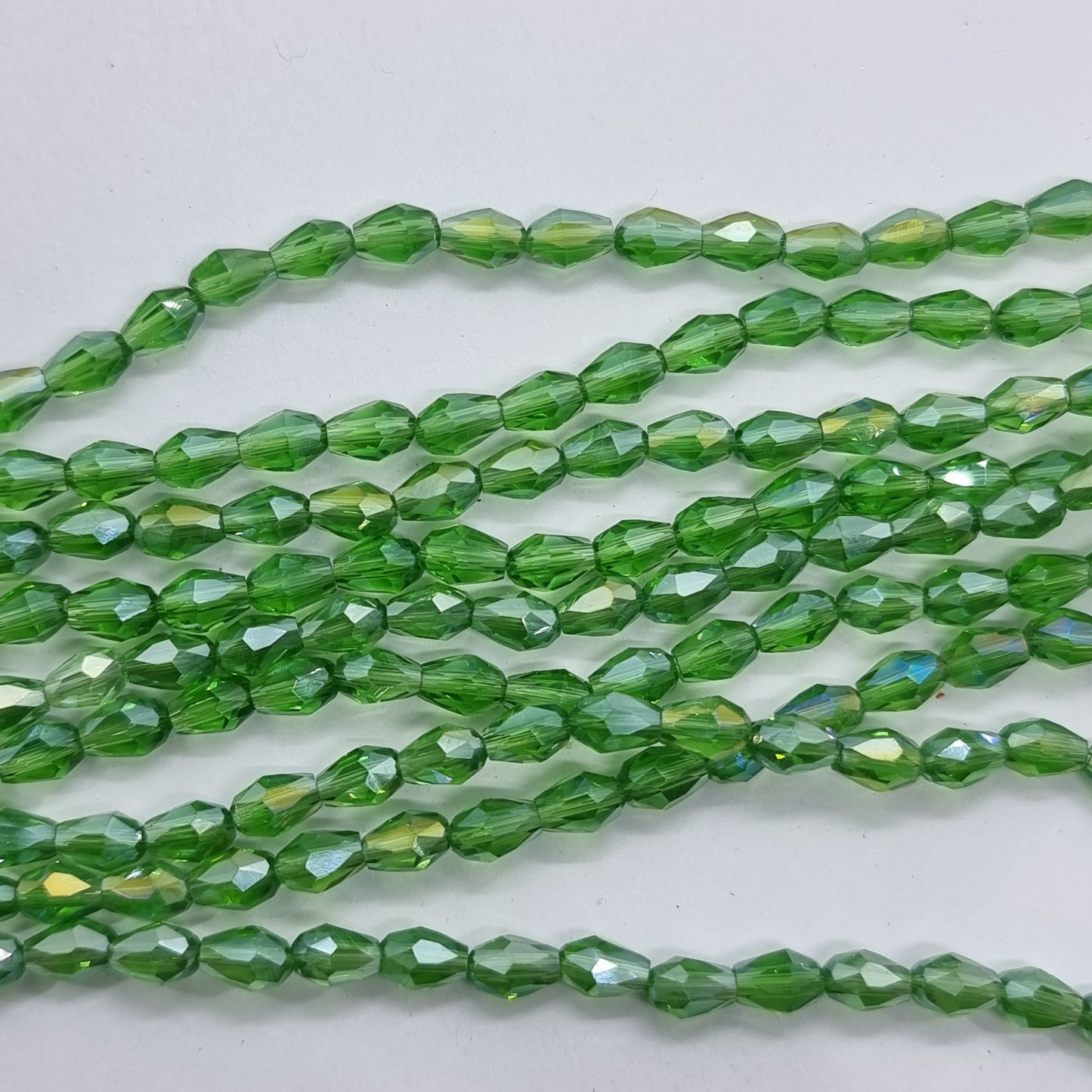 Tiny Green Crystal Glass Drop Beads Approx 65pc