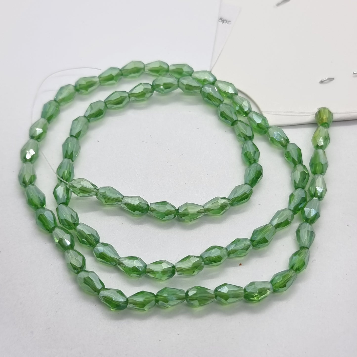 Tiny Green Crystal Glass Drop Beads Approx 65pc