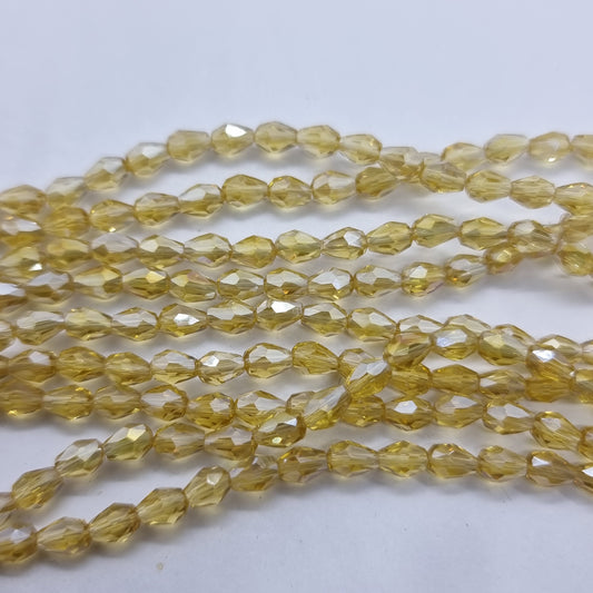 Tiny Yellow Crystal Glass Drop Beads Approx 65pc