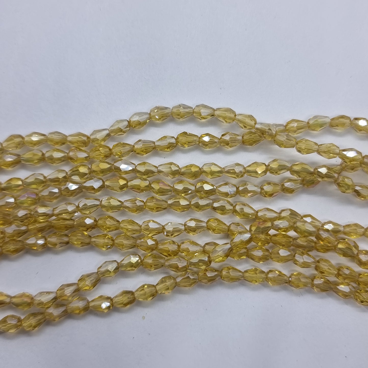 Tiny Yellow Crystal Glass Drop Beads Approx 65pc