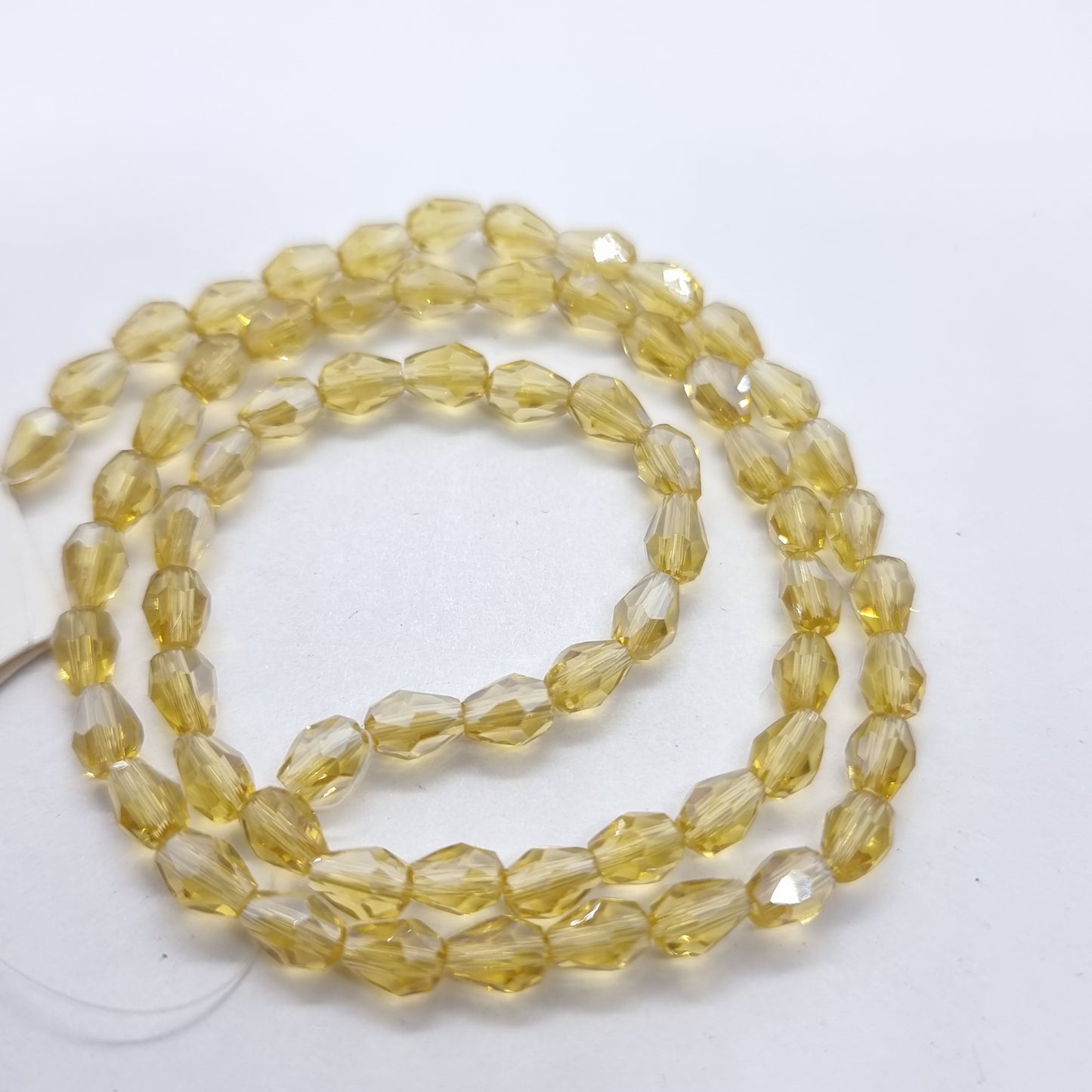 Tiny Yellow Crystal Glass Drop Beads Approx 65pc