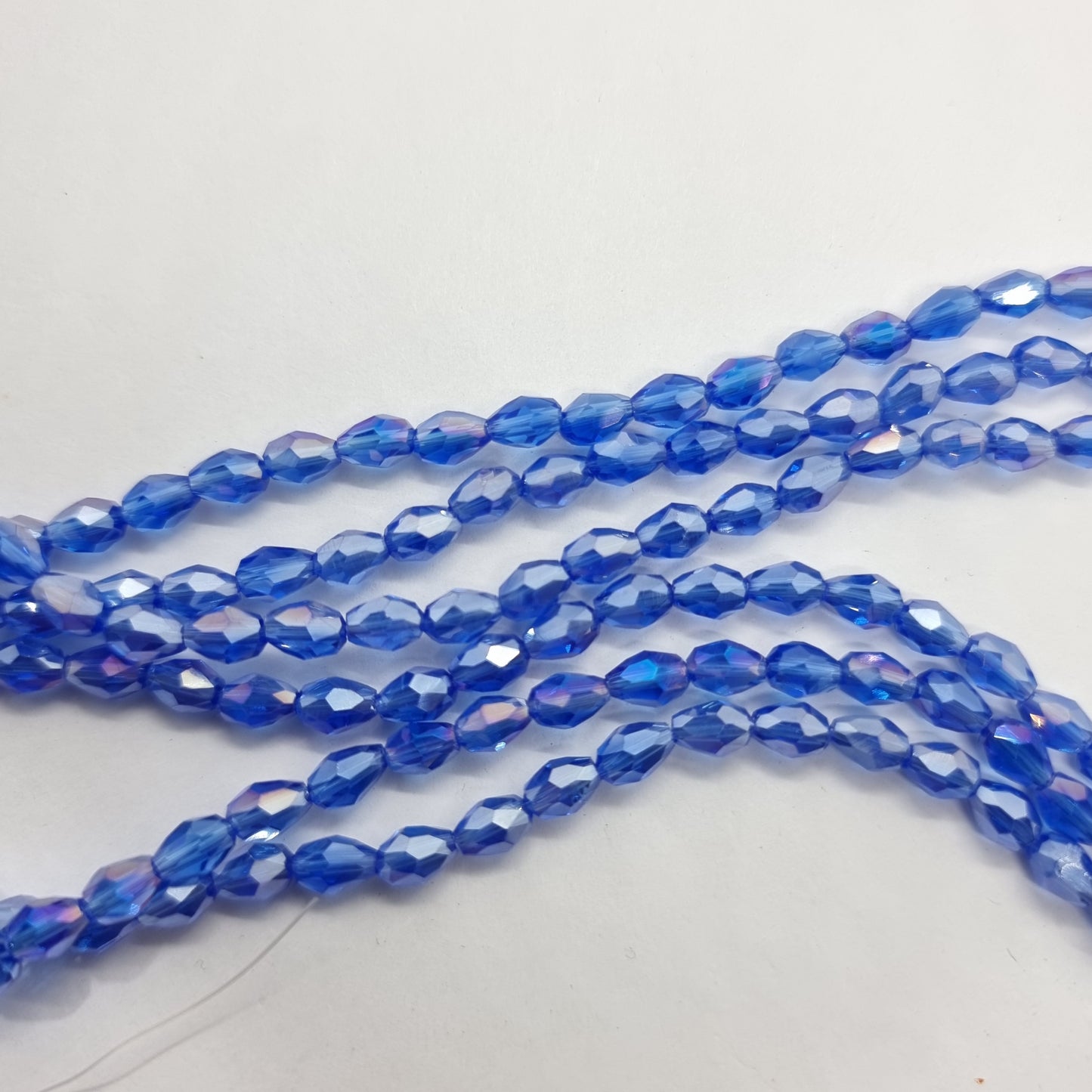 Tiny Blue Crystal Glass Drop Beads Approx 65pc