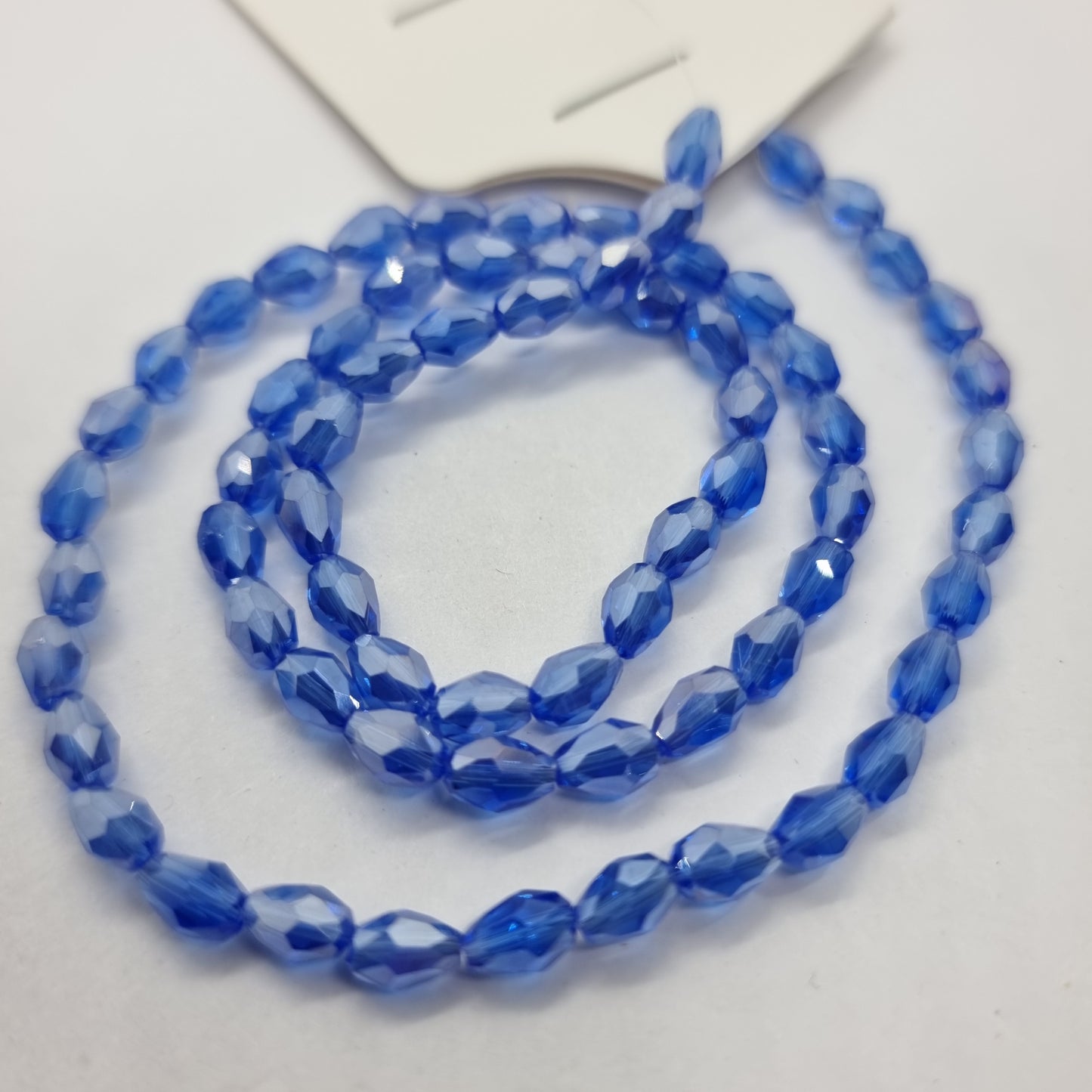 Tiny Blue Crystal Glass Drop Beads Approx 65pc