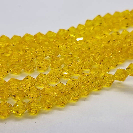 6mm Yellow Glass Bicones