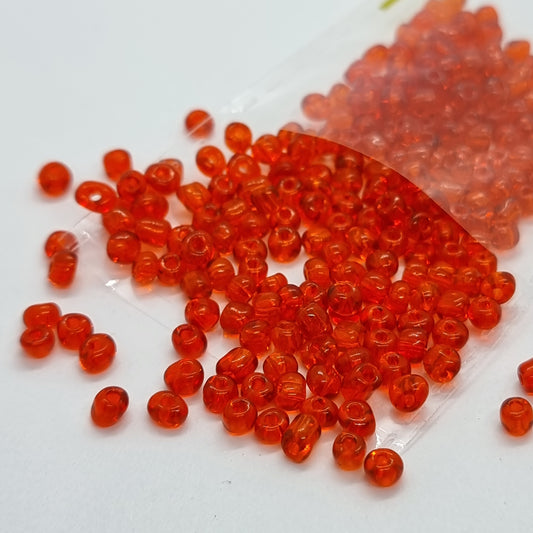 15g 8/0 Red Orange Seed Beads