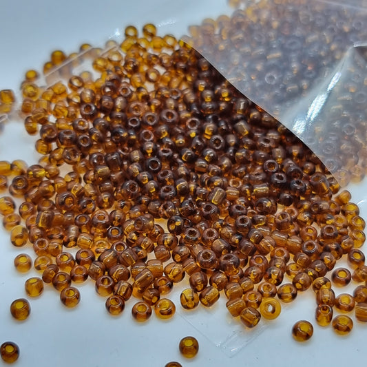 15g 2mm Brown Transparent Seed Beads