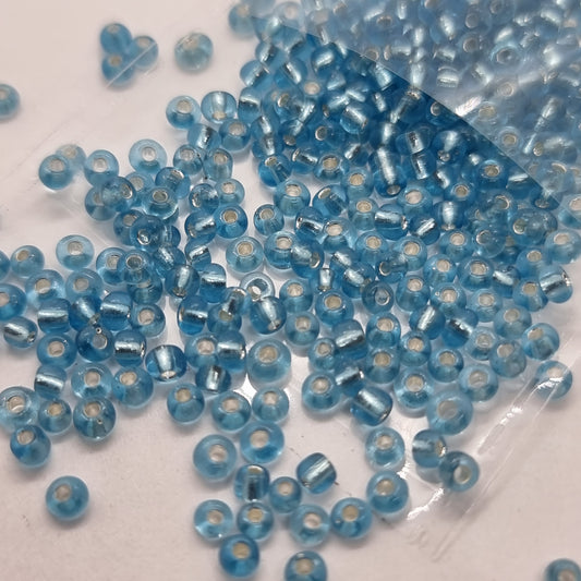 15g 3mm Blue Silver Lined Seed Beads