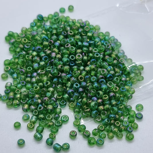 15g 2mm Green AB Round Glass Beads