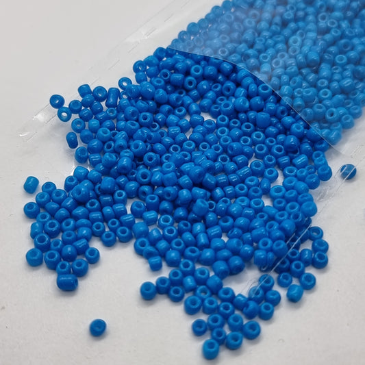 15g 2mm Bright Blue Painted Seed Beads