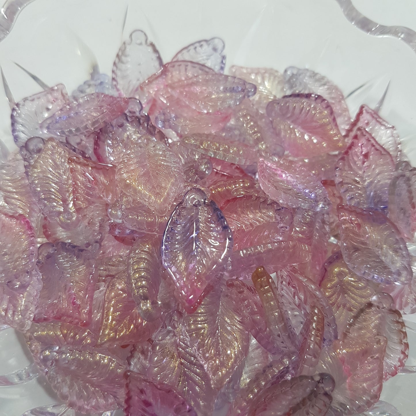 10pc Two Tone Purple Glass Leaves