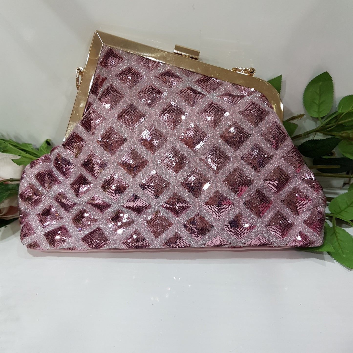Pink Glitter Sequin Clutch Purse