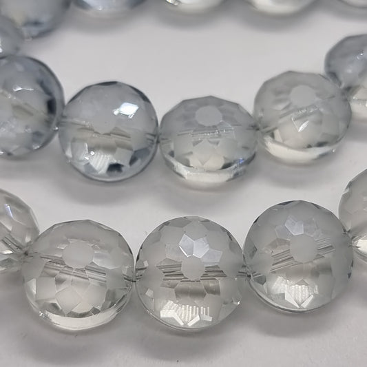 6pc Round Etched Crystal Glass Beads