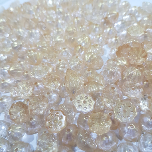 10pc Glittery Yellow Lotus Pod Beads