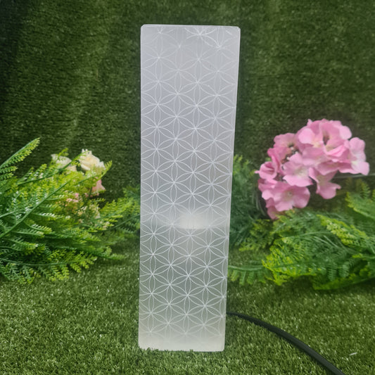 Selenite Flower of Life Lamp
