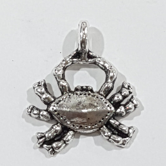 Large Silver Crab Charm Pendant