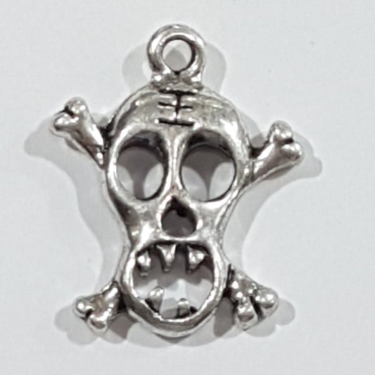 Solid Silver Skull & Cross Bones Charm