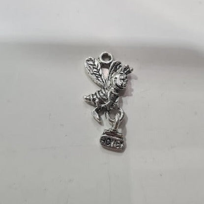 Silver Bee With Honey Pot Charm Pendant