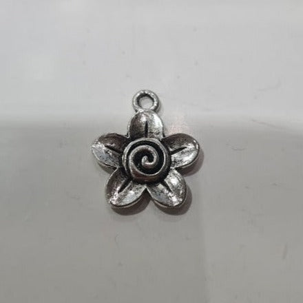 Silver Flower Charm With swirls