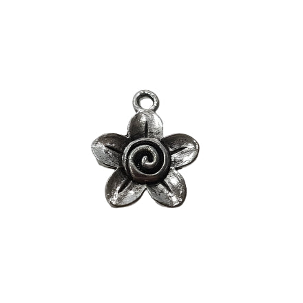 Silver Flower Charm With swirls