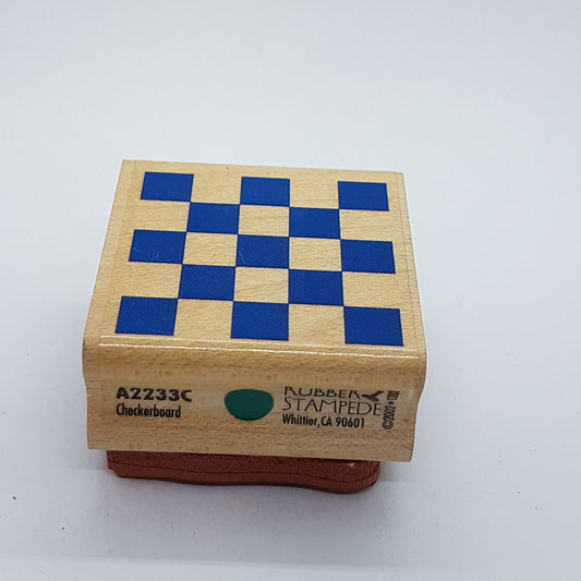 Checkerboard Wooden Rubber Stamp