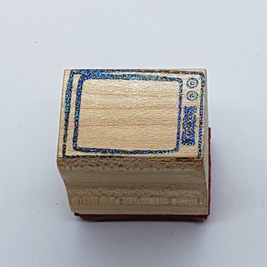 T.V Wooden Rubber Stamp