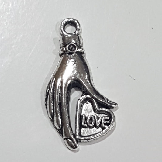 Silver Hand With Love Charm Pendant
