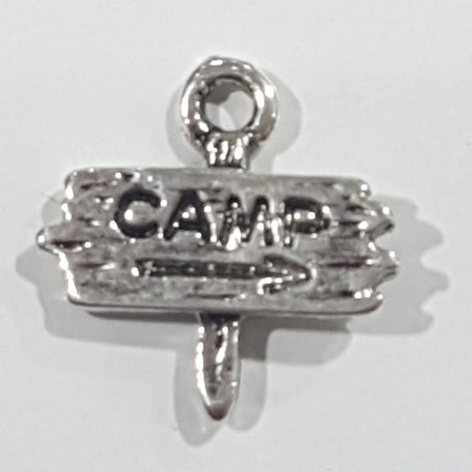 Small Silver Camp Sign Charm