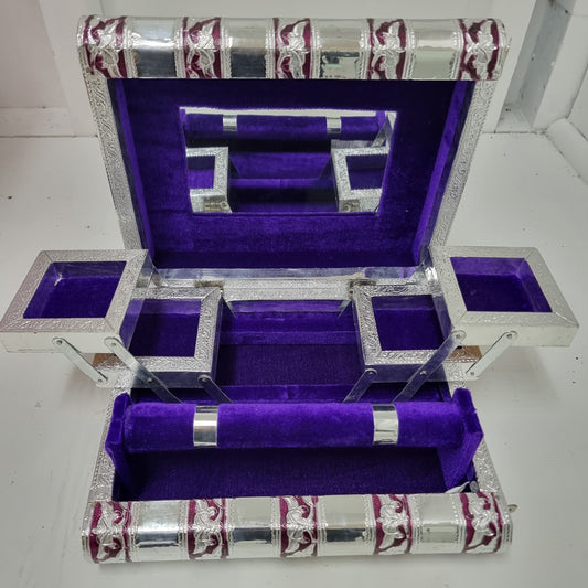 Purple Velvet and Enamel Jewellery Box