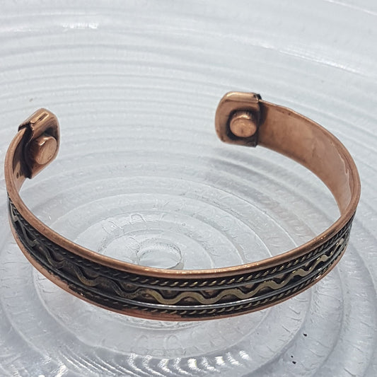 Waves & Stripes Copper Magnetic Bracelet