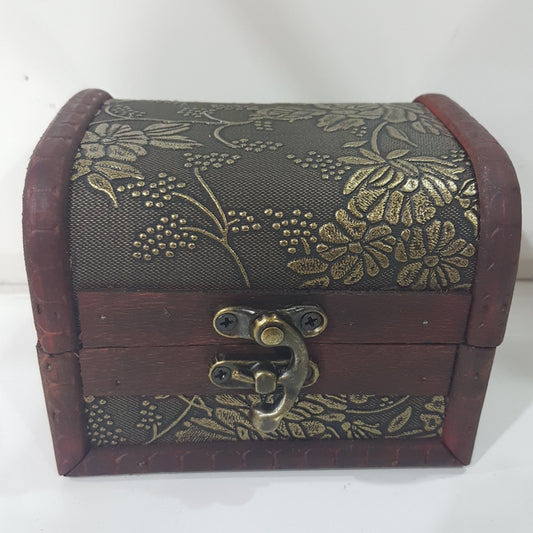 8cm Treasure Box Dark Gold Flowers & Berries