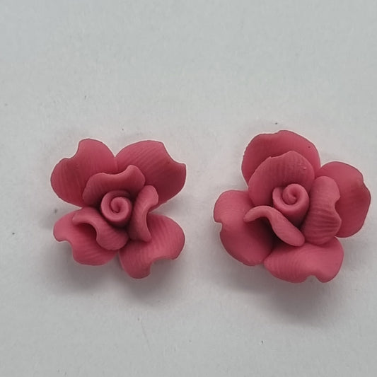 Handmade Polymer Clay Pink Rose Bead