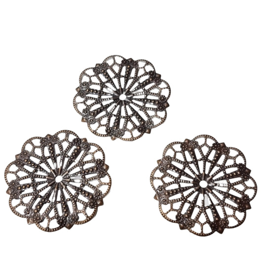 5pc Antique Copper Flower Filigree Stamping