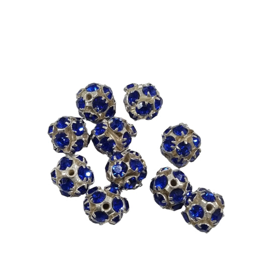 10pc 8mm Blue Rhinestone Bead