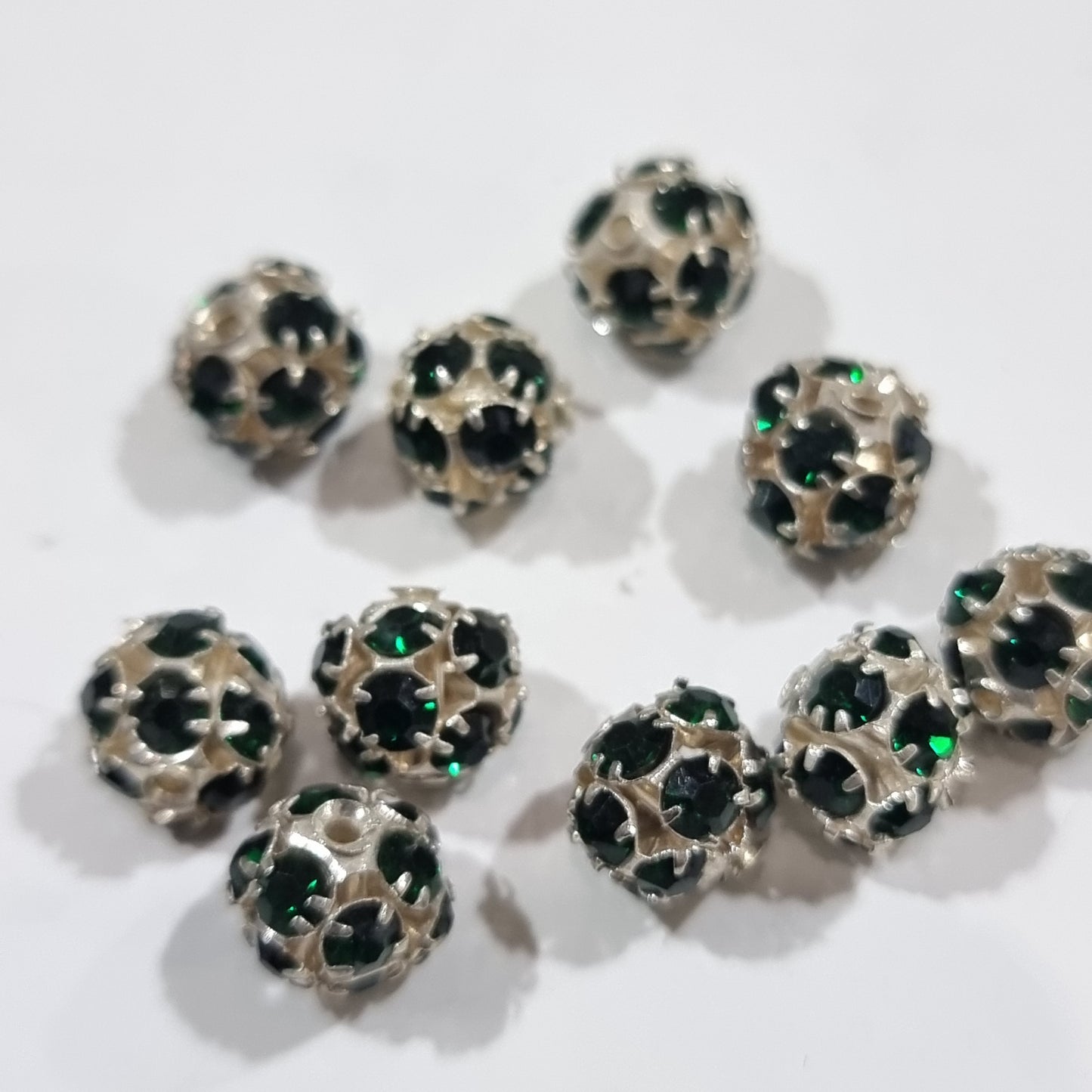 10pc 8mm Emerald Rhinestone Bead