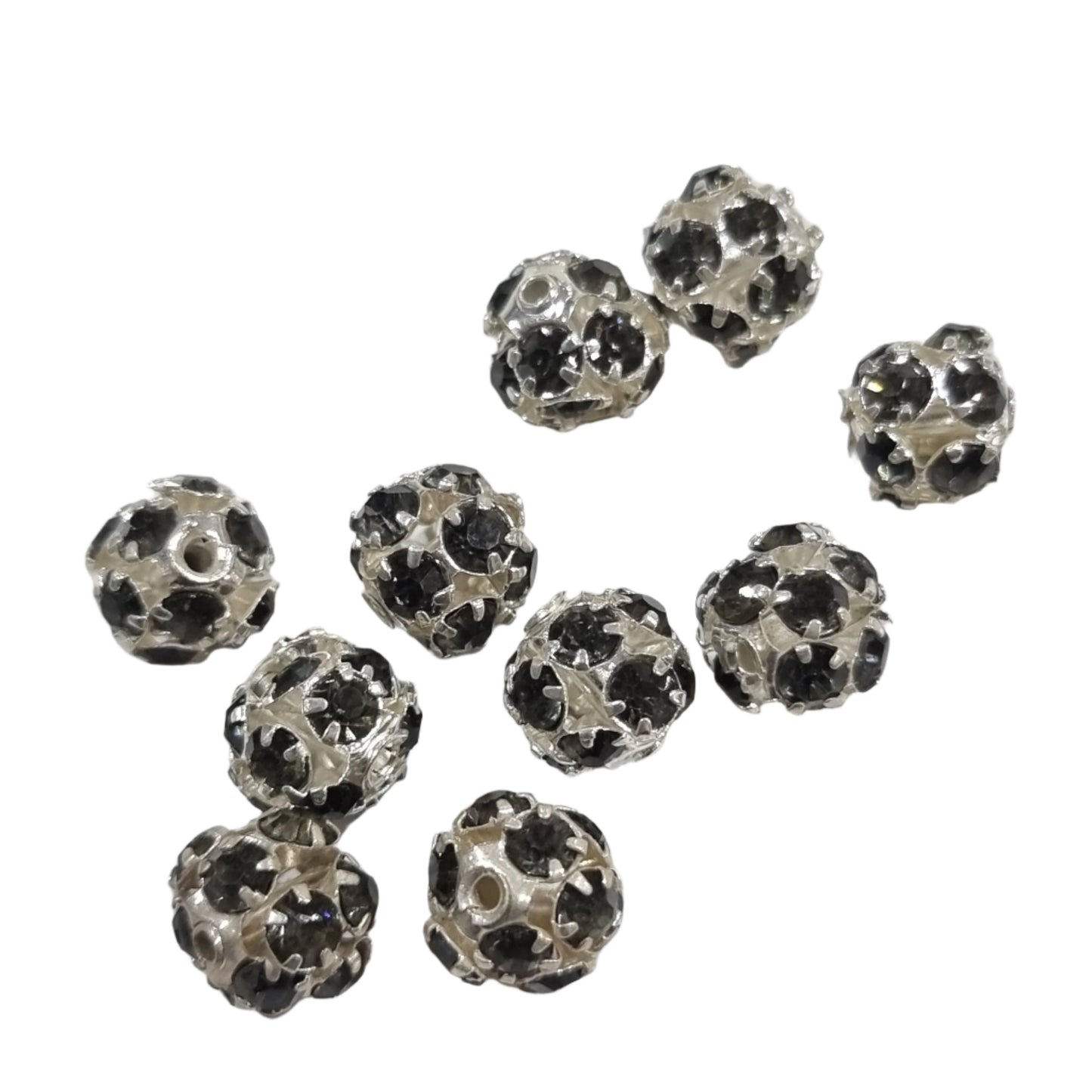 10pc 8mm Grey Rhinestone Bead