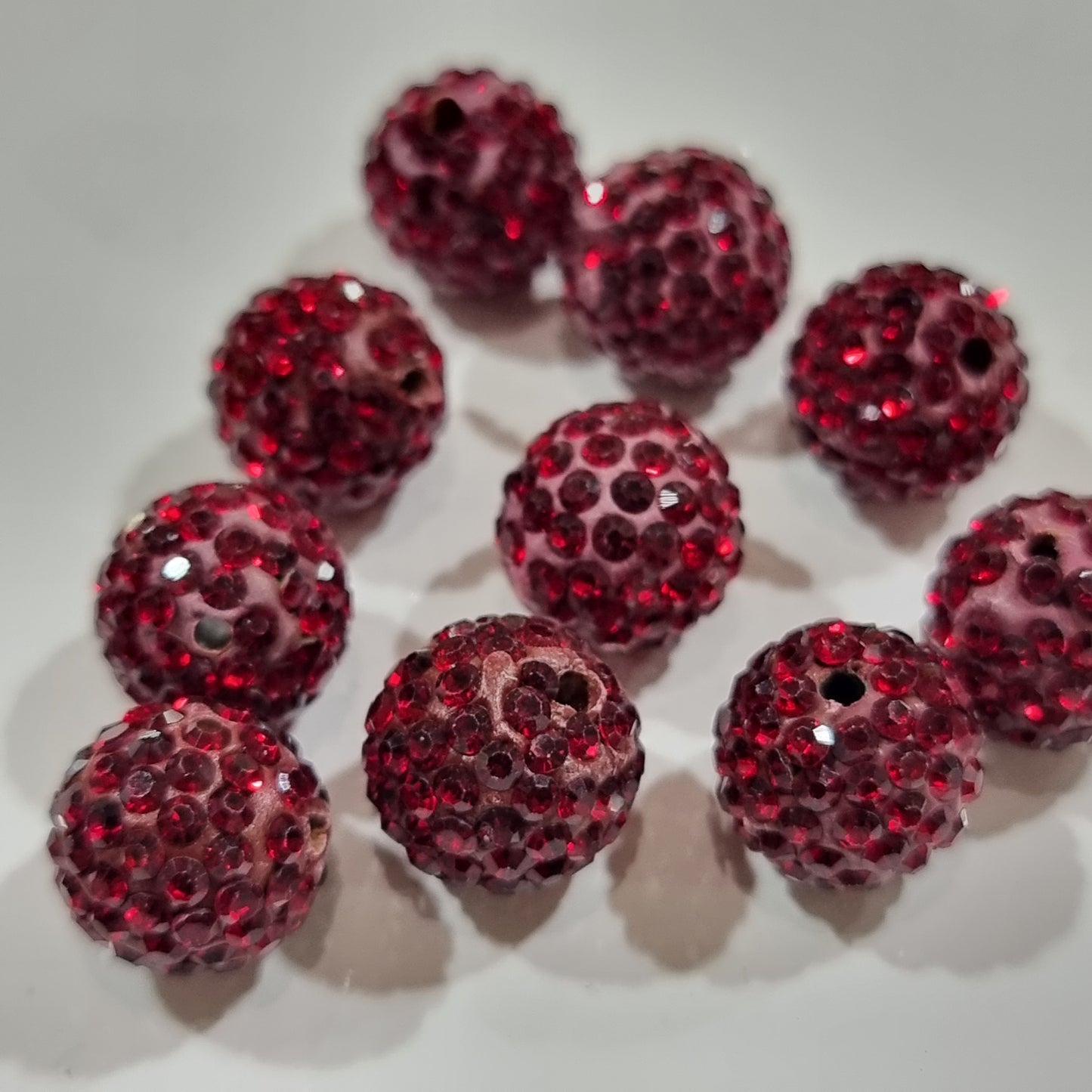 10pc 12mm Red Rhinestone Beads