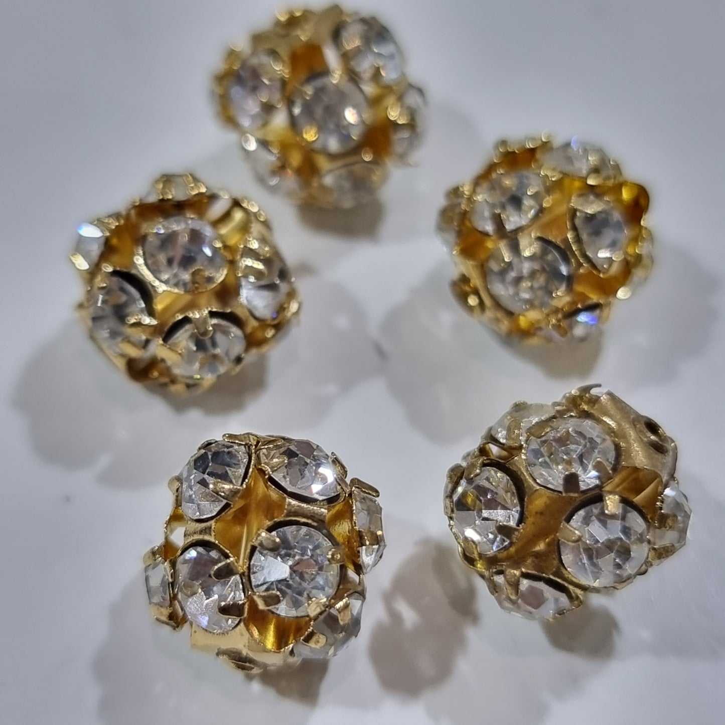 5pc 12mm Gold Rhinestone Rhinestone Beads