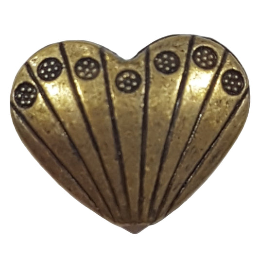 Bronze  Heart Shaped Drop Charm Pendant With Stripes & Flowers