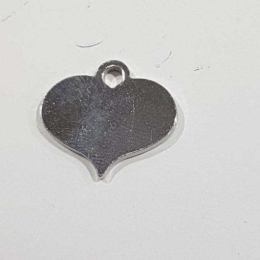 Solid Plain  Silver Heart Charm With Loop