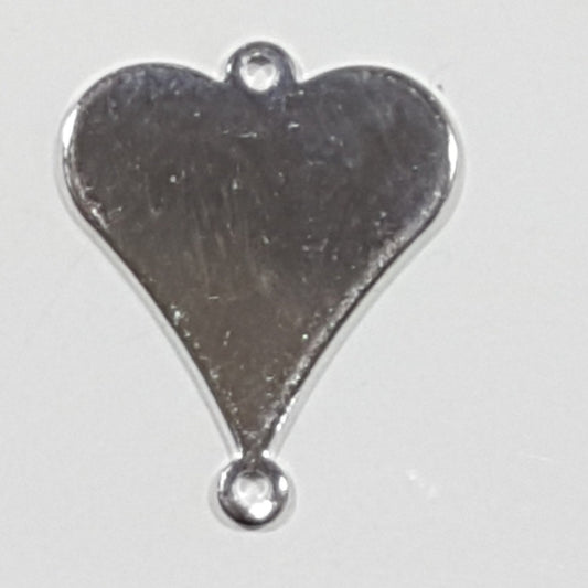 Solid Plain Silver Heart Charm With Double Loop