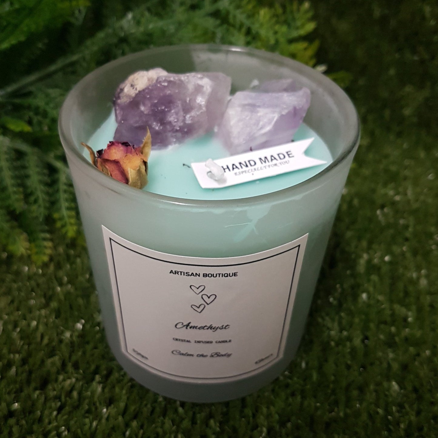 Handmade Amethyst Crystal Infused Candle