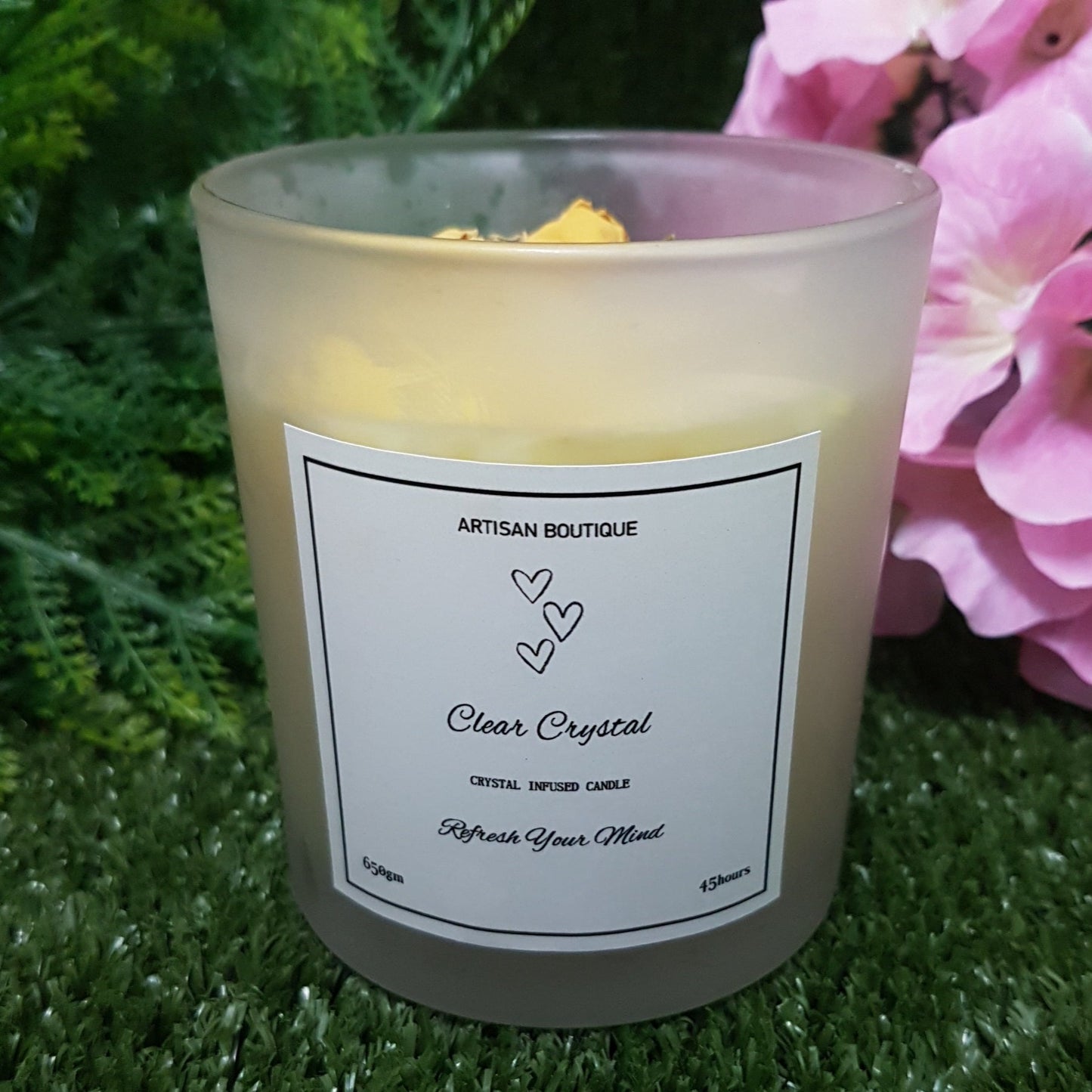 Handmade Clear Quartz Crystal Infused Candle