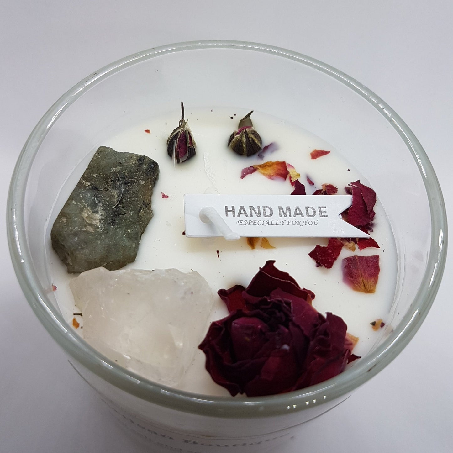 Handmade Sea Salt & Sage Crystal Infused Candle