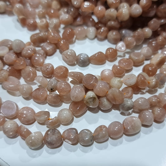 Pink Moonstone Gemstone Nugget Beads
