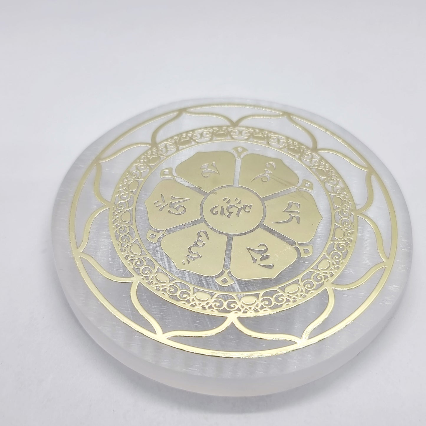 Small Selenite Gold Foil Charging Plate