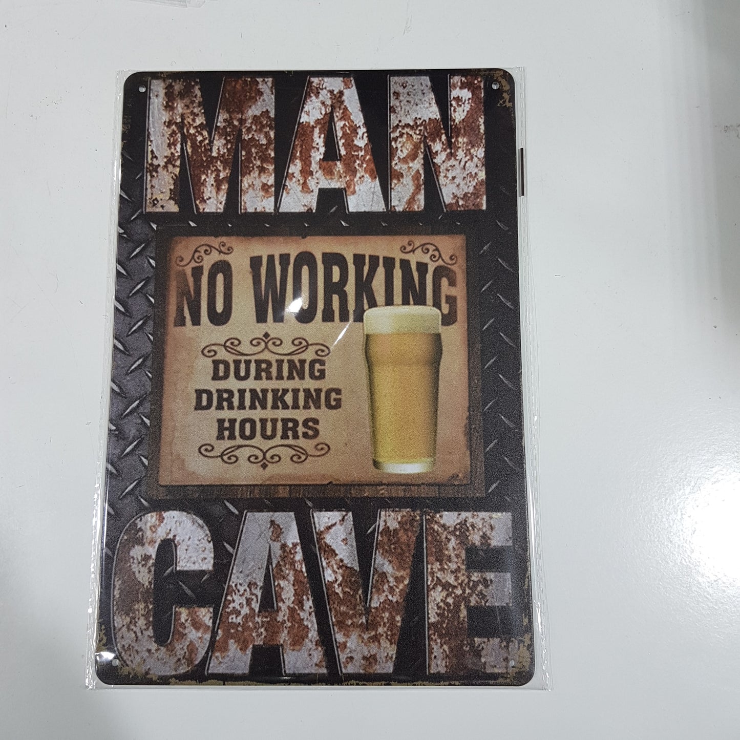 Man Cave (No Working During Drinking Hours) Metal Sign