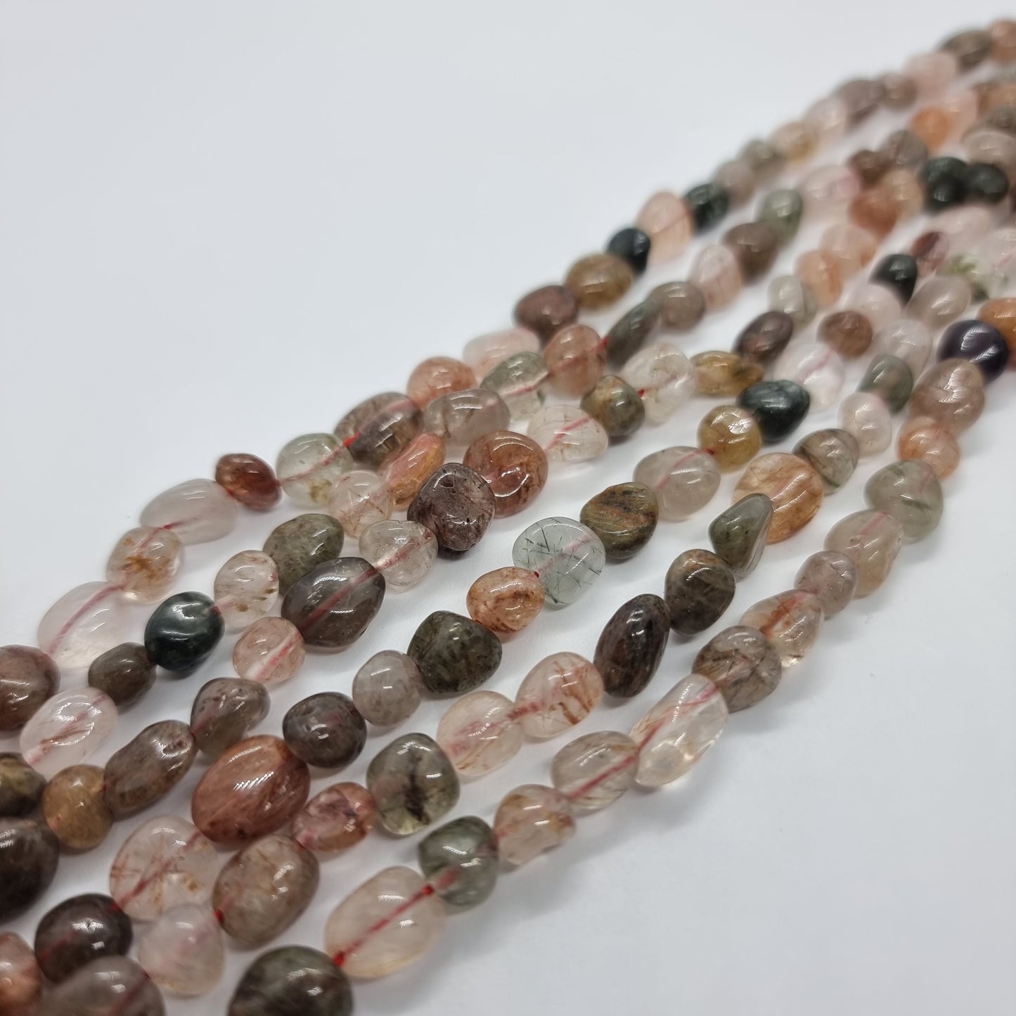 Mixed Rutilated Quartz Gemstone Nugget Beads