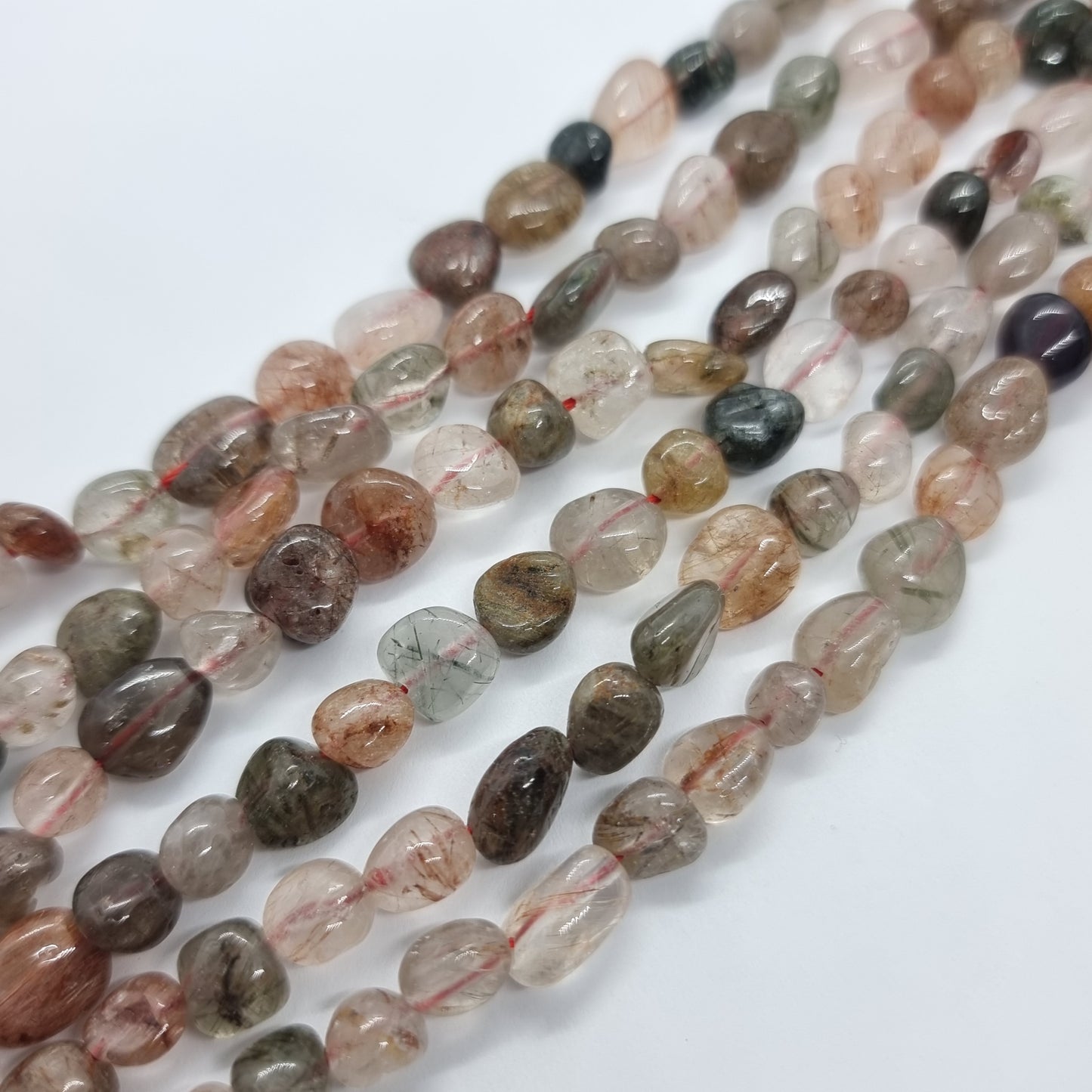 Mixed Rutilated Quartz Gemstone Nugget Beads